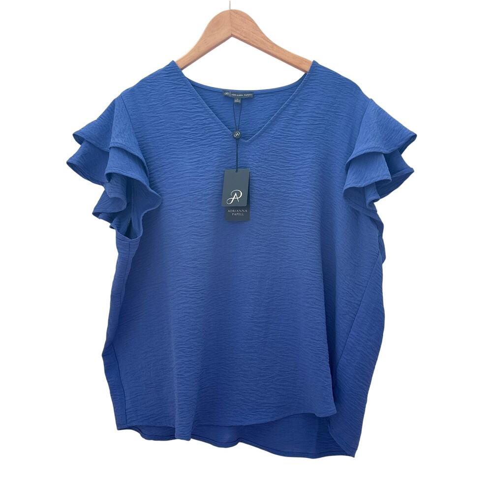 NWT Adrianna Papell Flutter Sleeve Blouse